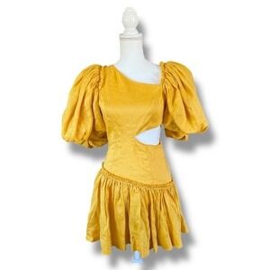 Aje. Chateau Sunshine Mini Dress Puff Sleeve Cutout‎ Ruffle AUS 6 US 2